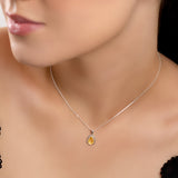 Classic Teardrop Necklace in Silver and Yellow Amber