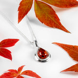 Classic Teardrop Necklace in Silver and Amber