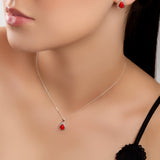 Classic Teardrop Necklace in Silver and Coral