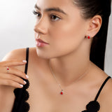 Classic Teardrop Necklace in Silver and Coral