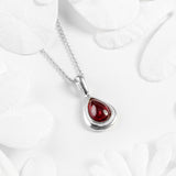 Classic Teardrop Necklace in Silver and Garnet