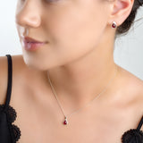 Classic Teardrop Necklace in Silver and Garnet