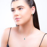 Classic Teardrop Stud Earrings in Silver and Green Onyx