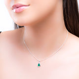 Classic Teardrop Necklace in Silver and Green Onyx