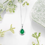 Classic Teardrop Necklace in Silver and Green Onyx