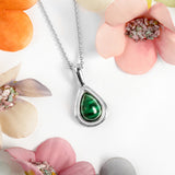 Classic Teardrop Necklace in Silver and Malachite