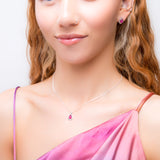 Classic Teardrop Necklace in Silver and Ruby