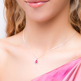 Classic Teardrop Necklace in Silver and Ruby