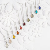 Classic Teardrop Necklace in Silver and Yellow Amber