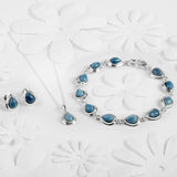 Classic Teardrop Link Bracelet in Silver and Owyhee Blue Opal