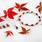 Classic Teardrop Necklace in Silver and Amber