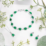 Classic Teardrop Link Bracelet in Silver and Green Onyx