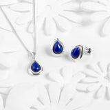 Classic Teardrop Necklace in Silver and Lapis Lazuli