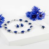Classic Teardrop Link Bracelet in Silver and Lapis Lazuli