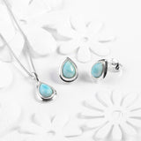 Classic Teardrop Necklace in Silver and Larimar