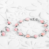 Classic Teardrop Stud Earrings in Silver and Pink Opal