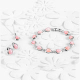 Classic Teardrop Link Bracelet in Silver and Pink Peruvian Opal
