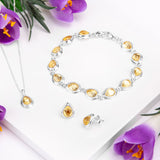 Classic Teardrop Link Bracelet in Silver and Citrine