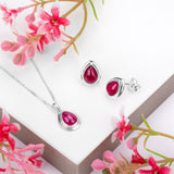 Classic Teardrop Necklace in Silver and Ruby