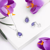 Classic Teardrop Stud Earrings in Silver and Tanzanite