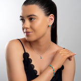 Classic Teardrop Stud Earrings in Silver and Turquoise