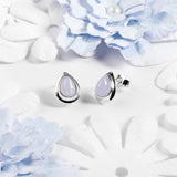 Classic Teardrop Stud Earrings in Silver and Blue Lace Agate