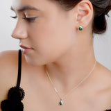 Classic Teardrop Stud Earrings in Silver and Malachite