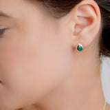 Classic Teardrop Stud Earrings in Silver and Malachite