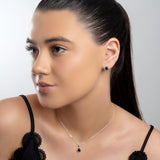 Classic Teardrop Stud Earrings in Silver and Black Onyx