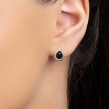 Classic Teardrop Stud Earrings in Silver and Black Onyx