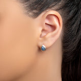 Classic Teardrop Stud Earrings in Silver and Owyhee Blue Opal