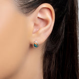 Classic Teardrop Stud Earrings in Silver and Oyster Copper Turquoise