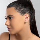 Classic Teardrop Stud Earrings in Silver and Green Amber