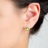 Classic Teardrop Stud Earrings in Silver and Peridot