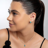 Classic Teardrop Stud Earrings in Silver and Turquoise