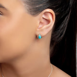 Classic Teardrop Stud Earrings in Silver and Turquoise