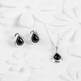 Classic Teardrop Necklace in Silver and Black Onyx