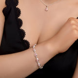 Classic Teardrop Link Bracelet in Silver and Pink Peruvian Opal