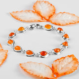 Classic Teardrop Link Bracelet in Silver and Carnelian