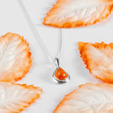 Classic Teardrop Necklace in Silver and Carnelian