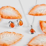 Classic Teardrop Stud Earrings in Silver and Carnelian