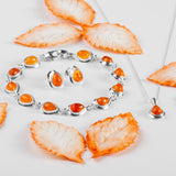 Classic Teardrop Link Bracelet in Silver and Carnelian