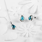 Classic Teardrop Stud Earrings in Silver and London Blue Topaz