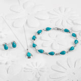 Classic Teardrop Stud Earrings in Silver and Turquoise