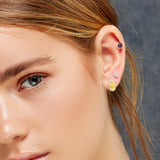 Teardrop Stud Earrings in Silver and Yellow Amber