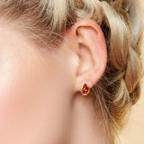Classic Teardrop Stud Earrings in Silver and Cognac Amber