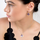 Scottish Thistle Hook Earrings in Silver and Amethyst