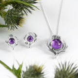 Scottish Thistle Necklace in Silver and Amethyst