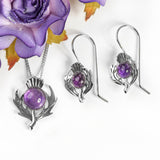 Scottish Thistle Necklace in Silver and Amethyst