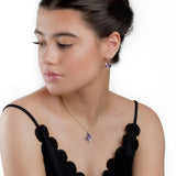 Scottish Thistle Hook Earrings in Silver and Amethyst